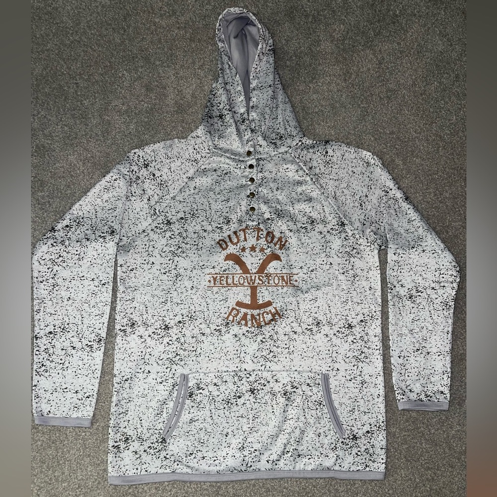 Yellowstone Dutton Ranch Womens XL Pullover 1/4 Snap Sweatshirt Hoodie Sweater
